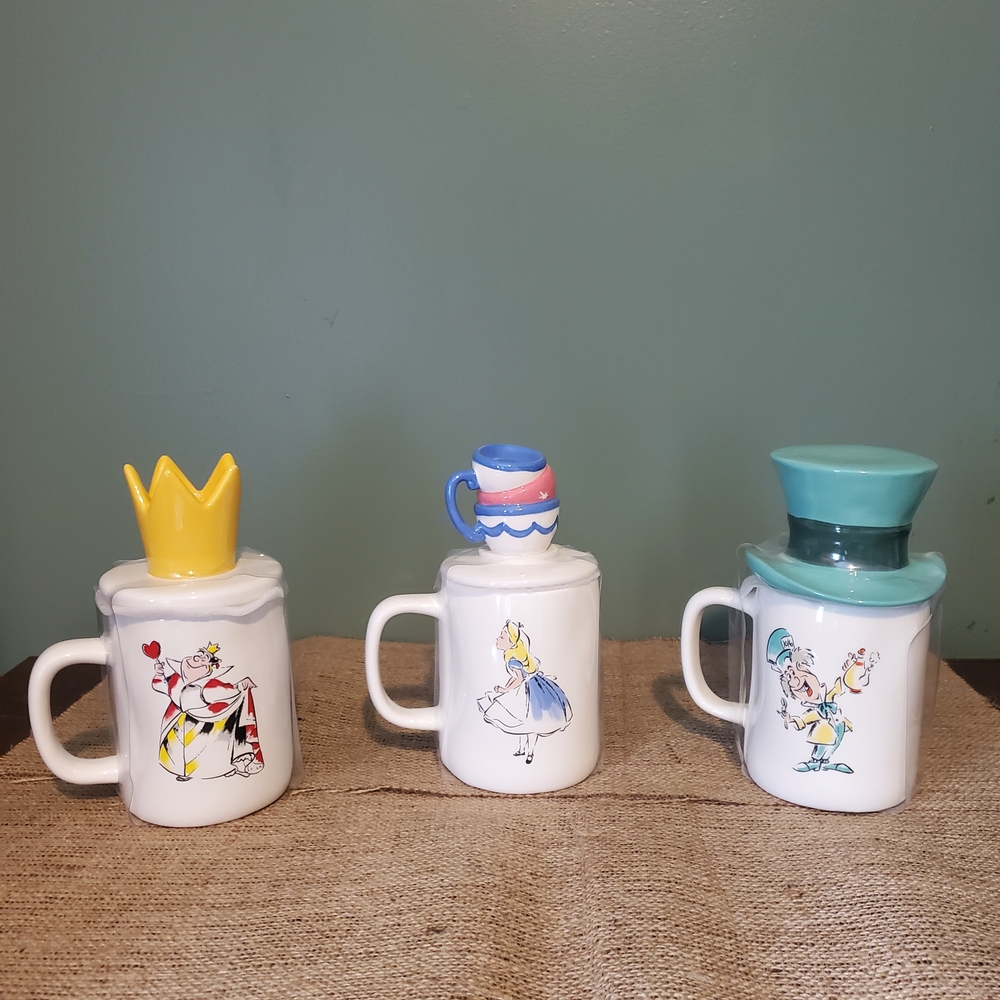 Alice in Wonderland Mug Set - White, Yellow, Blue